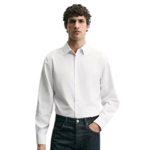 Zara Men’s Slim Fit White Button-Down Shirt Size M NWT
